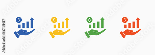 Profitability Icon Set Color Multiple Style Collection