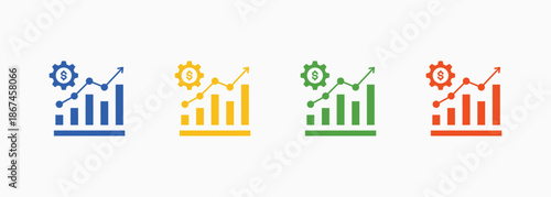 Economic Trends Icon Set Color Multiple Style Collection