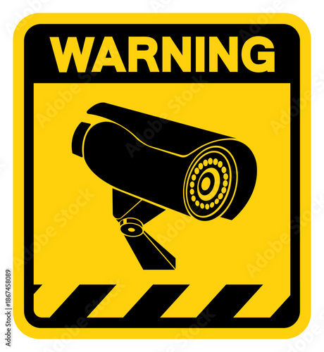 CCTV Security Camera Warning Sign, Vector Illustration, Isolate On White Background Label. EPS10