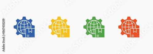 Globalization Icon Set Color Multiple Style Collection