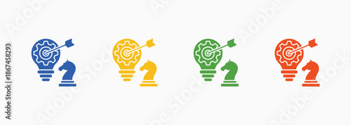 Strategy Icon Set Color Multiple Style Collection