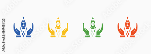 Star Up Icon Set Color Multiple Style Collection