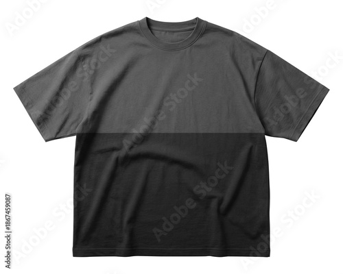 Two Colored T-Shirts Mockup Grey and Black Split Design Isolated on Transparent Background