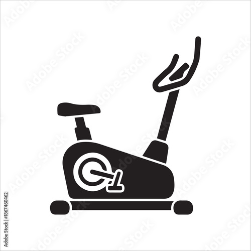 Vector exercise bike machine icon in black color