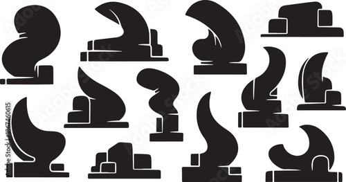 Black and white plane icons on a clean white background
