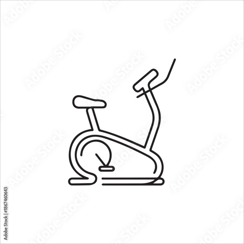 Vector exercise bike machine icon thin line style in black color
