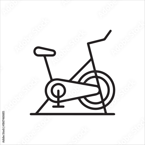 Vector exercise bike machine icon thin line style in black color