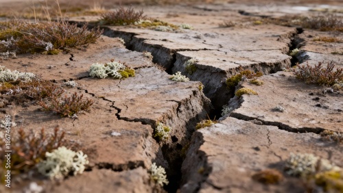 Tundra permafrost textures reflecting resilience in extreme environments.