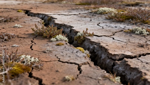 Tundra permafrost textures reflecting resilience in extreme environments.
