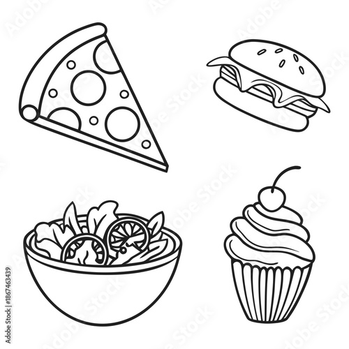 Minimal Outline Icons: Food Items Set 3