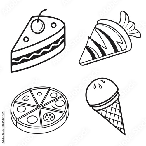 Minimal Outline Icons: Food Items Set 2