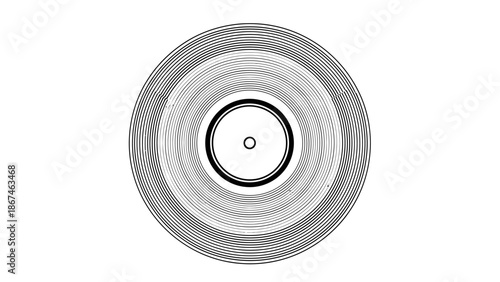Classic Vinyl Record Disc with Grooves on an Isolated White Background