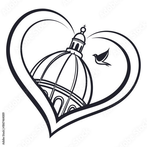 Minimalist Heart Line Art Icon Vector Symbol