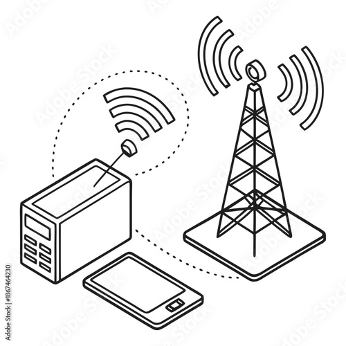 IoT Network Connection Technology Outline Icon