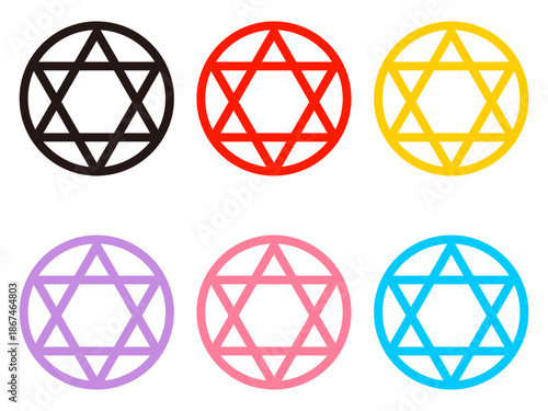 シンプルな六芒星のイラスト素材セット