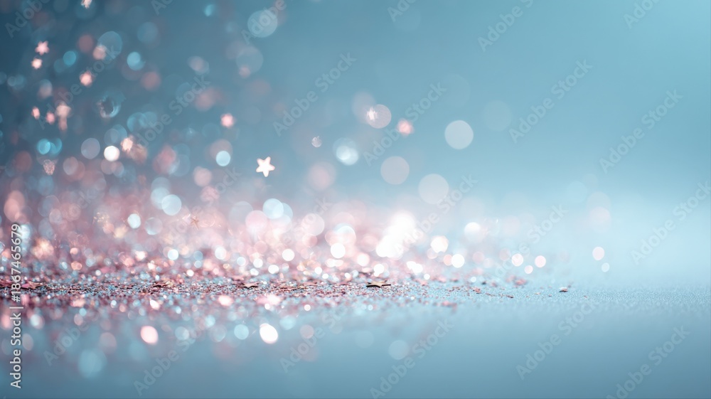 Fototapeta premium Elegant abstract background featuring shimmering glitter particles and soft pastel hues for festive or decorative designs