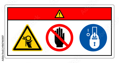 Danger Hand Entanglement Bottom Left Chain Symbol Sign, Vector Illustration, Isolate On White Background Label. EPS10