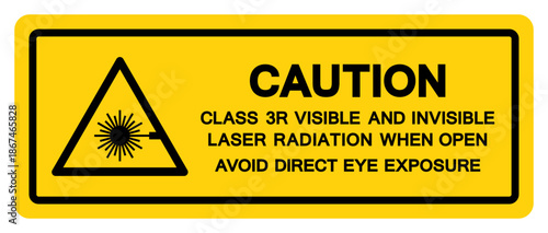 Caution Class 3R Visible and Invisible Laser Radiation Symbol Sign,Vector Illustration, Isolate On White Background Label.EPS10
