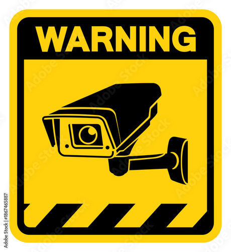 CCTV Security Camera Warning Sign, Vector Illustration, Isolate On White Background Label. EPS10