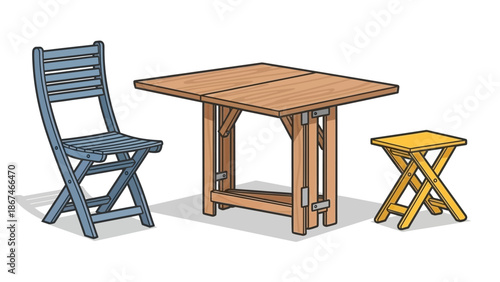 Folding Outdoor Furniture Set: Table and Chairs