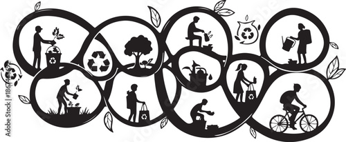 Eco Friendly Lifestyle Silhouette Vector Illustration Graphic Design