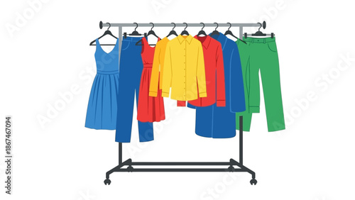 Colorful Clothes on Rack