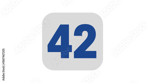Number 42 in a simple, modern square icon