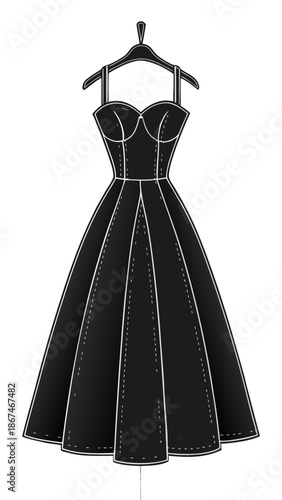 Black strapless dress on hanger