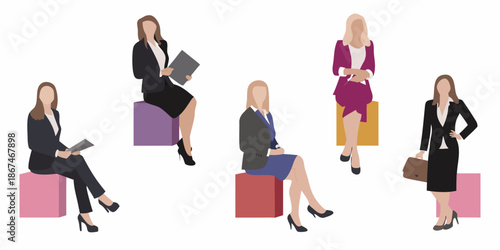Abstract representation of business women in professional attire at a conference