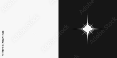A stark contrast black and white background with a bright central starburst