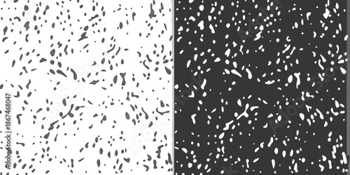 A stark visual division black and white speckled patterns side by side