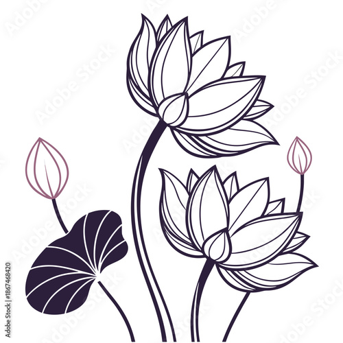 Zen Lotus Flower Icon Vector for Meditation and Yoga