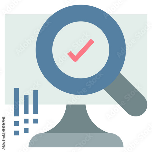 check finding search online internet cyber security protection flat style icon