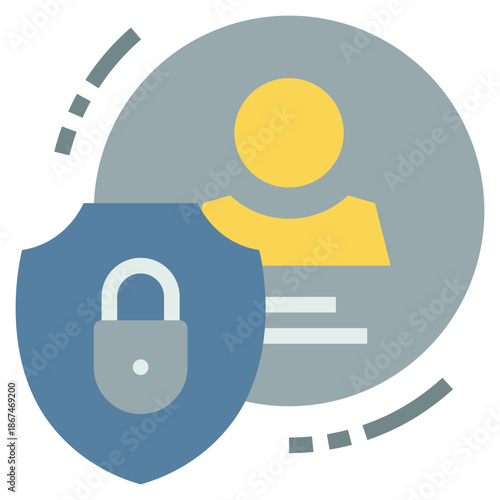 personal key lock data online cyber security protection flat style icon