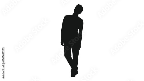 A solitary figure a black silhouette of a man standing in profile