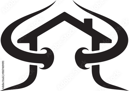 Stylized House Logo with Abstract Design Elements