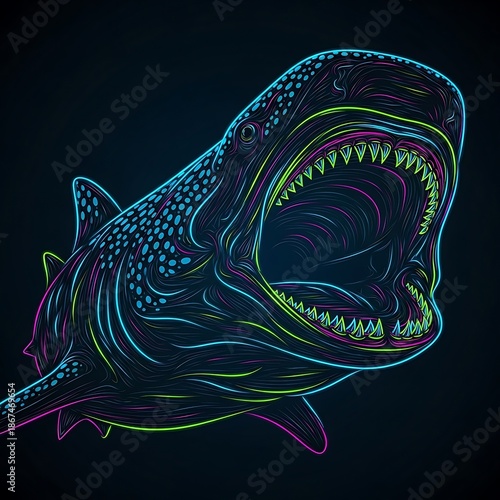 Glowing Shark Illustration.