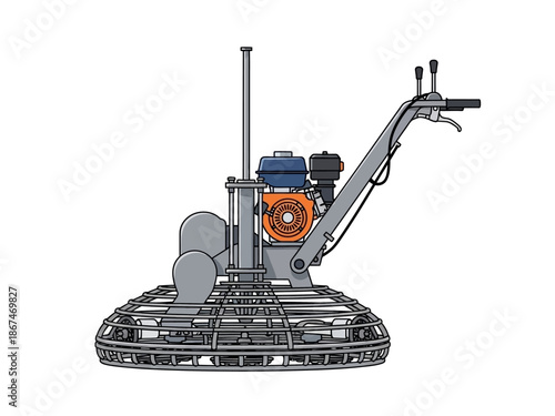 Concrete Power Trowel Machine Side View Illustration for Construction Projects