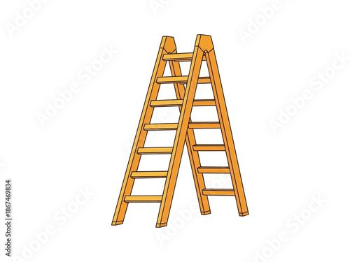 Wooden Step Ladder Illustration A Simple and Functional Construction Tool on White Background