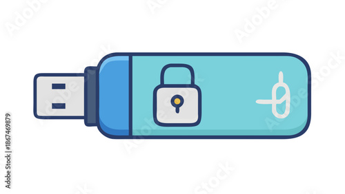 A sleek, modern hardware wallet icon resembling a USB stick with a digital lock icon on its side, symbolizing offline "cold" storage for maximum security.