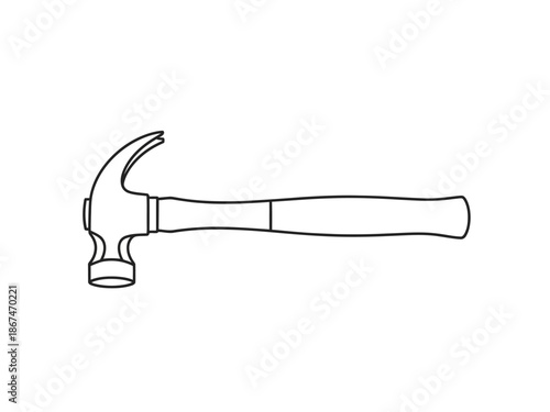 Line Art Illustration of a Claw Hammer A Basic Hand Tool for Construction and DIY Projects