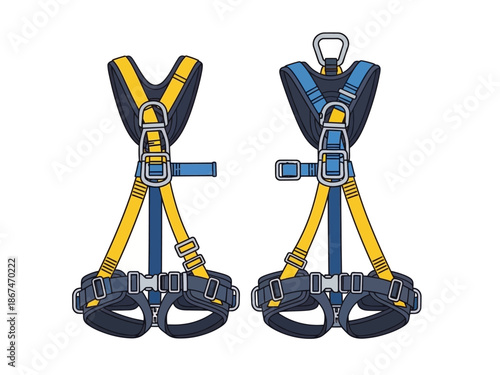 Detailed Illustration of Two Climbing Harnesses, Perfect for Safety and Adventure
