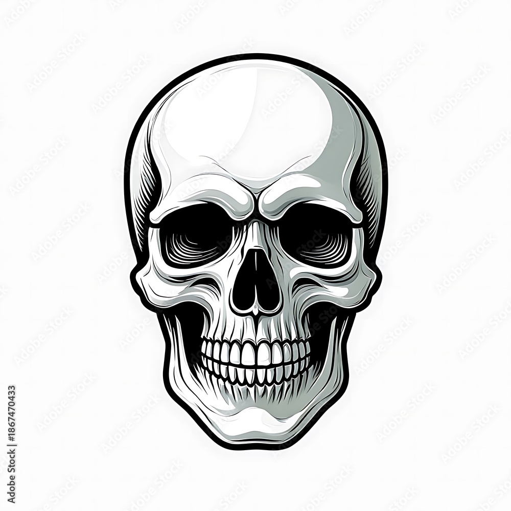 Fototapeta premium Illustrated Skull Graphic Design Element for Artwork