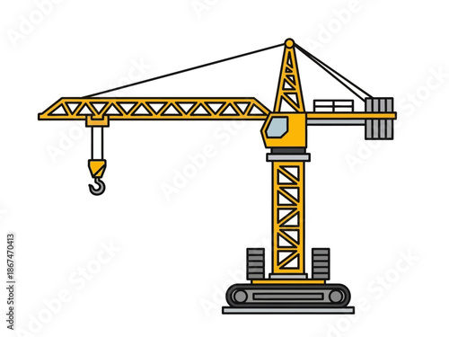 Construction Crane Illustration A Detailed Look at a Yellow Lifting Machine and Its Operations