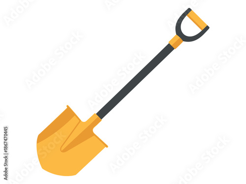 Illustration of a yellow shovel with a black handle, perfect for gardening or construction projects