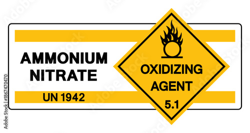 Ammomium Nitrate UN 1942 Symbol Sign, Vector Illustration, Isolate On White Background, Label.EPS10