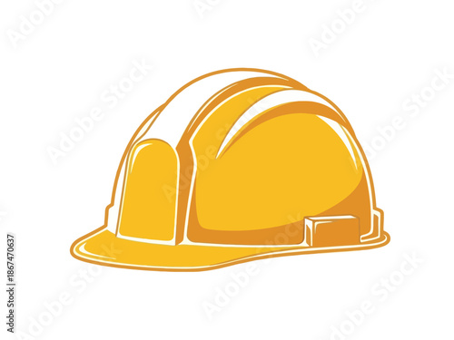 Yellow Construction Helmet Illustration on White Background