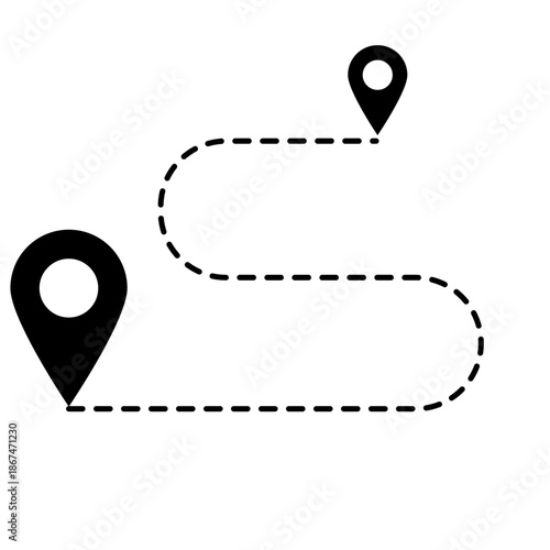This vector illustration set features a map pointer icon and map pointer with push pin design elements for GPS navigation location marker signs on a travel web button or business direction label