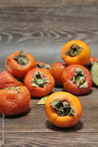  persimmons, orange cherries, autumn fruits, fruits full of vitamins, ripe fruits