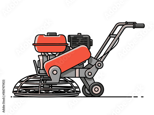 Concrete Power Trowel Flatting Machine Illustration - Construction Equipment Art